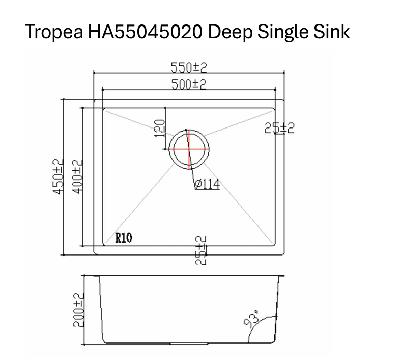 Tropea Deep Single Sink - Brushed Brass