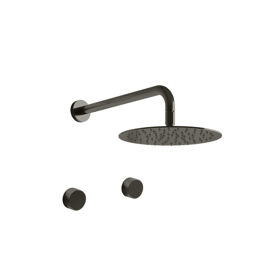 Tropea Wall Shower with Hot & Cold Mixer Set - Brushed Gunmetal
