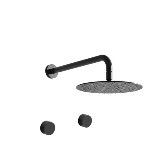 Tropea Wall Shower with Hot & Cold Mixer Set - Matte Black