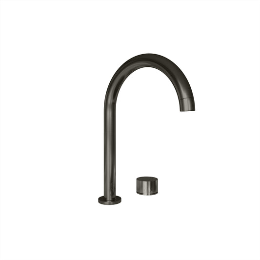 Tropea Gooseneck Spout & Round Mixer Set - Brushed Gunmetal