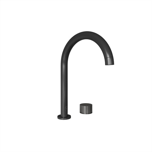 Tropea Gooseneck Spout & Round Mixer Set - Matte Black