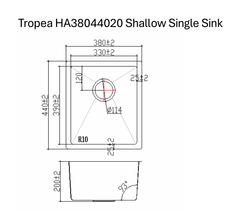 Tropea Shallow Single Sink - Brushed Brass