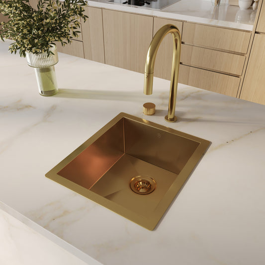 Tropea Shallow Single Sink - Brushed Brass