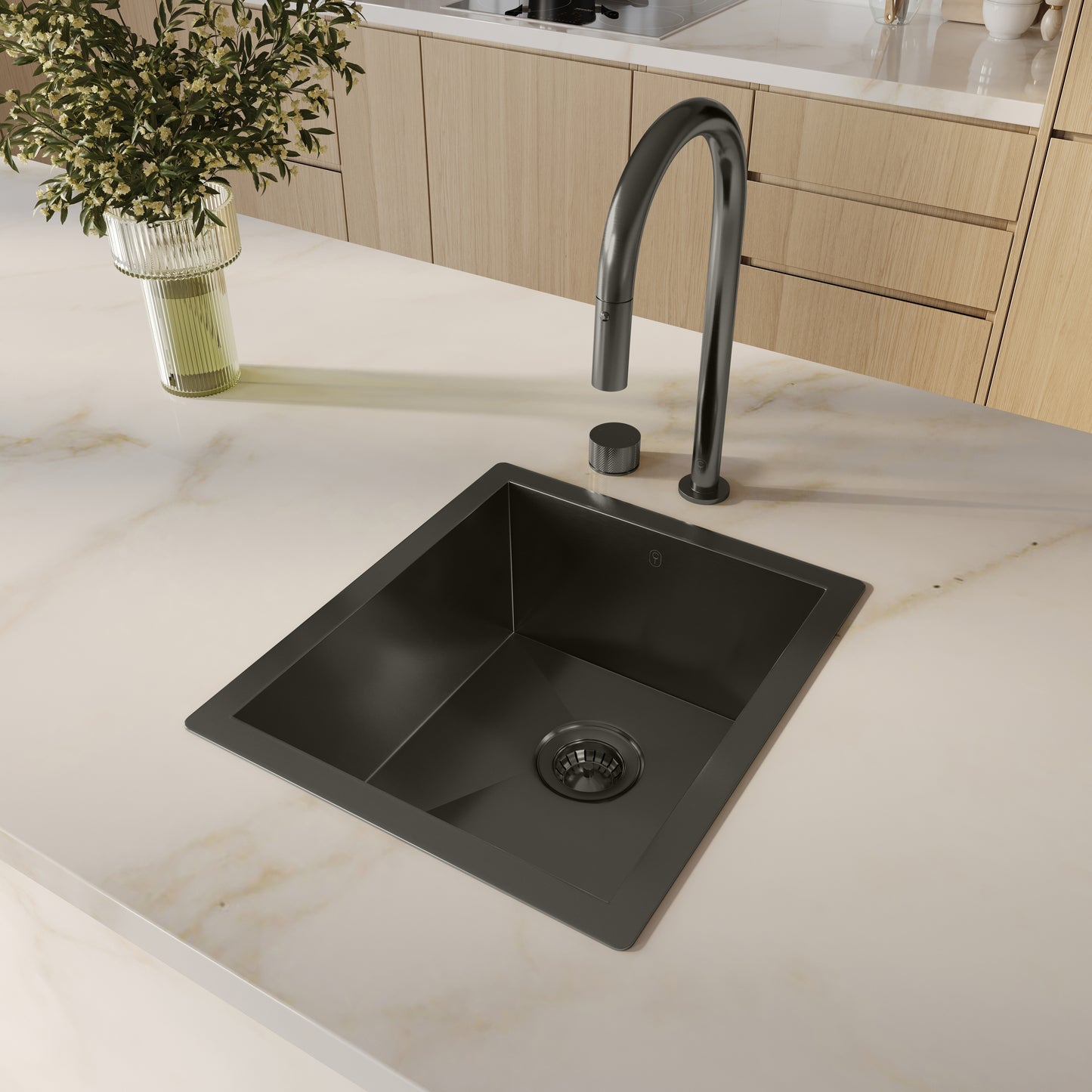 Tropea Shallow Single Sink - Brushed Gunmetal
