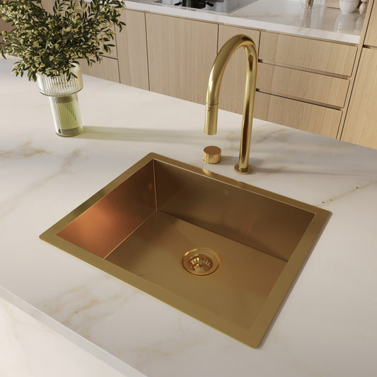 Tropea Deep Single Sink - Brushed Brass