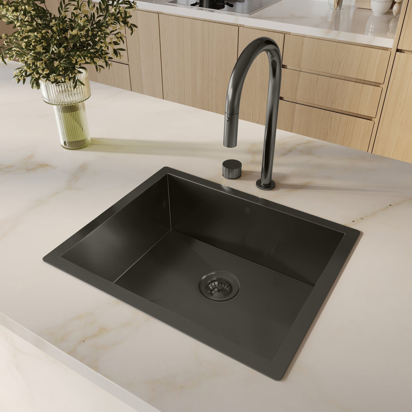 Tropea Deep Single Sink - Brushed Gunmetal