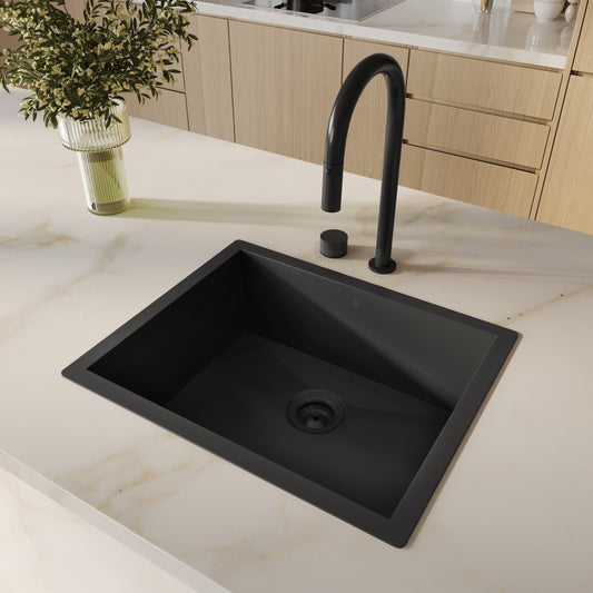 Tropea Deep Single Sink - Matte Black