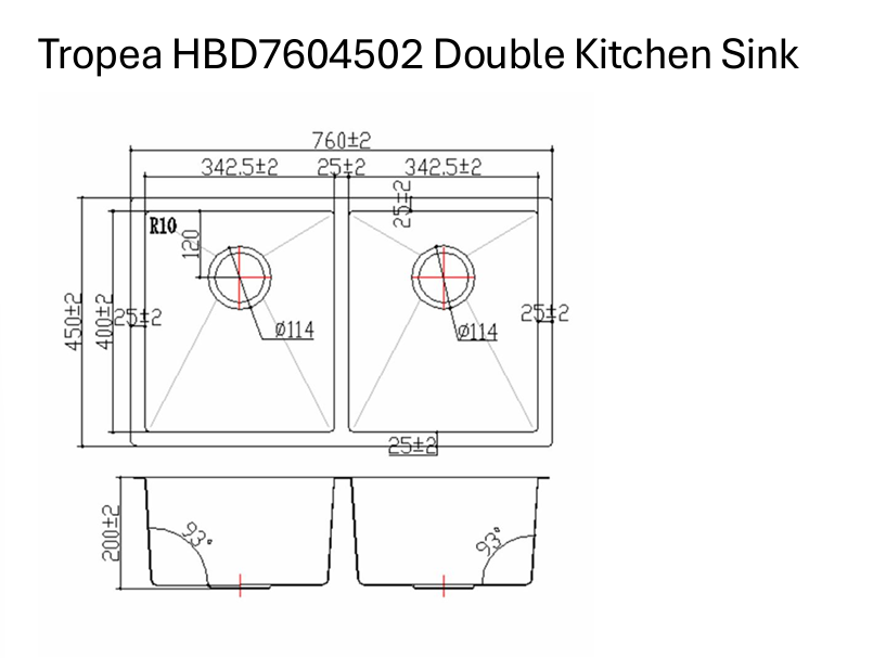 Tropea Double Kitchen Sink - Brushed Gunmetal