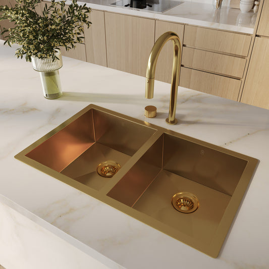 Tropea Double Kitchen Sink - Brushed Brass