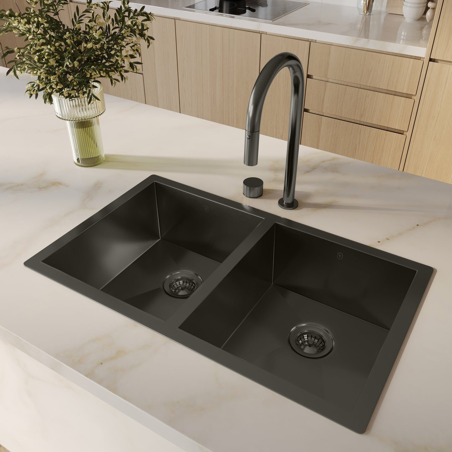 Tropea Double Kitchen Sink - Brushed Gunmetal