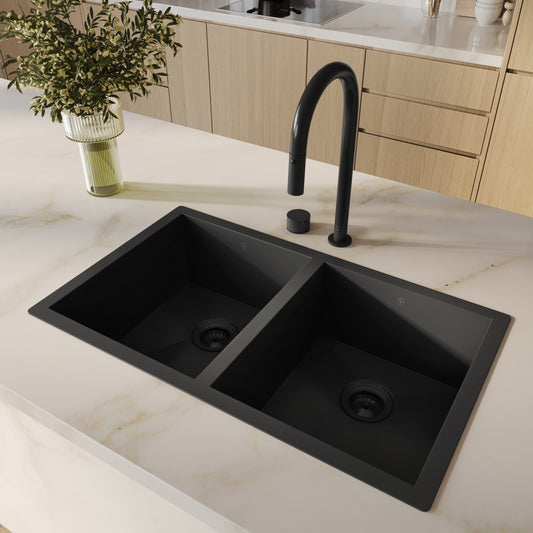 Tropea Double Kitchen Sink - Matte Black