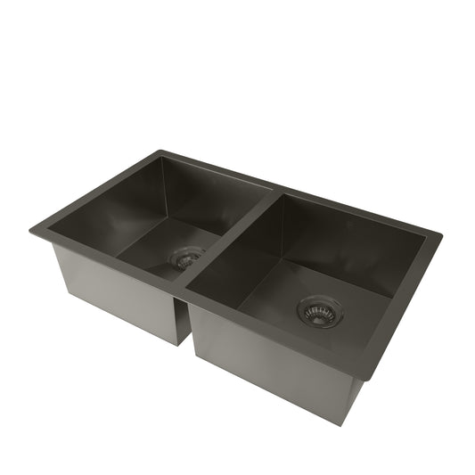 Tropea Double Kitchen Sink - Brushed Gunmetal