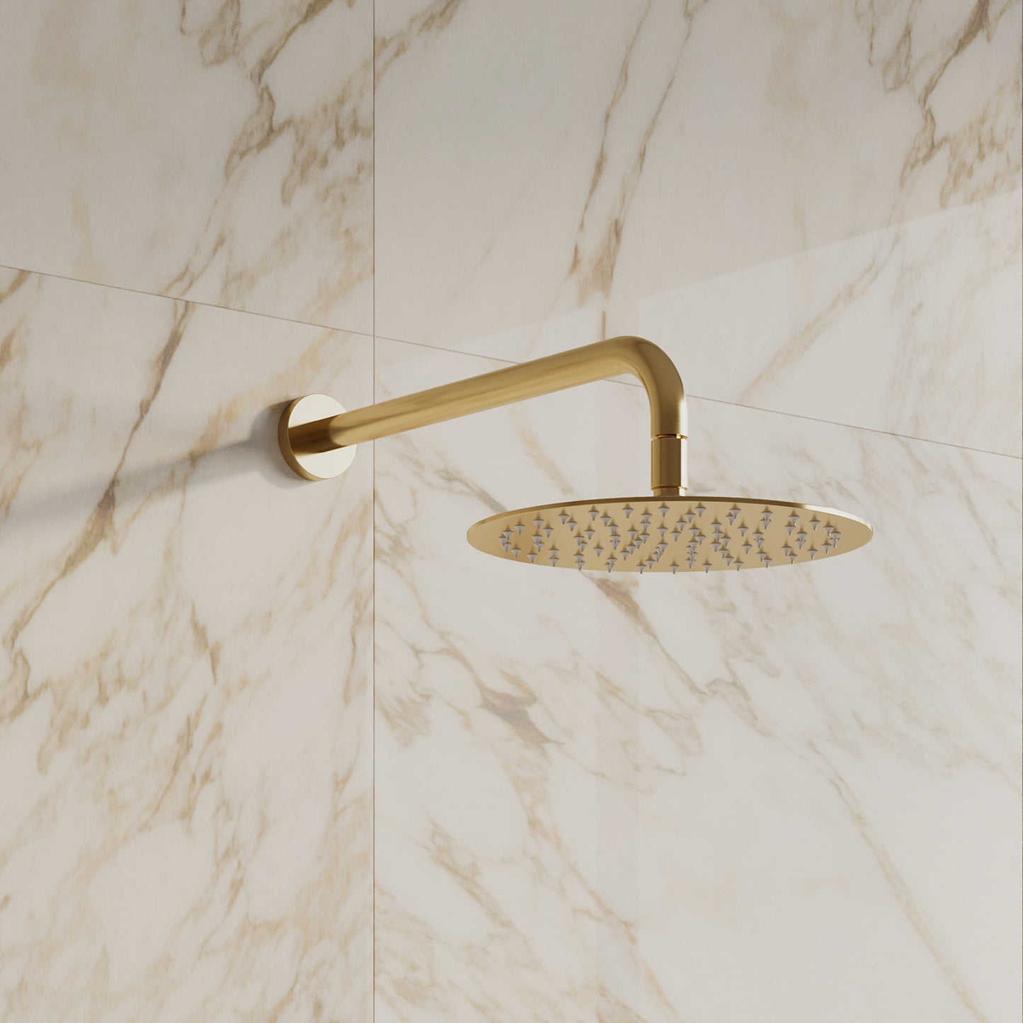 Tropea Wall Shower with Hot & Cold Mixer Set - Brushed Brass