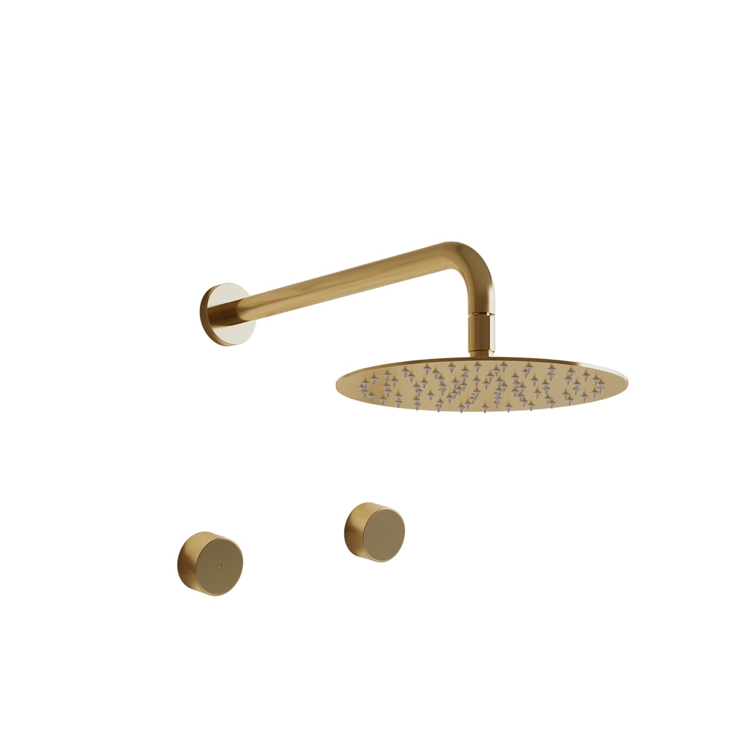 Tropea Wall Shower with Hot & Cold Mixer Set - Brushed Brass