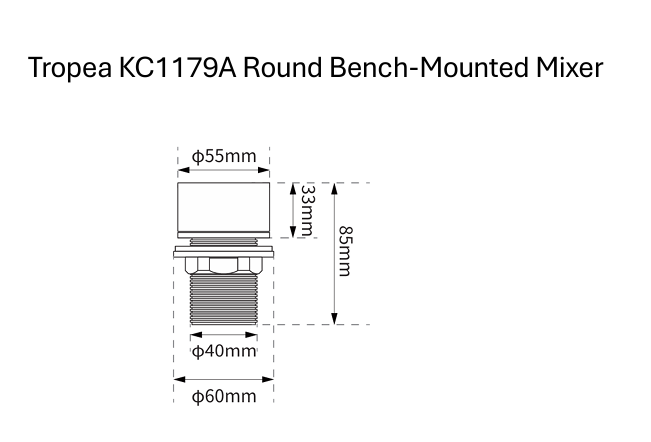 Tropea Round Bench-Mounted Mixer - Brushed Gunmetal