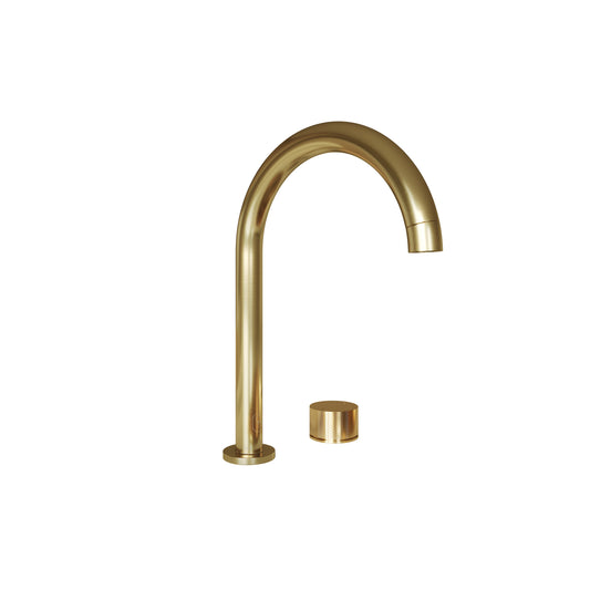 Tropea Gooseneck Spout & Round Mixer Set - Brushed Brass