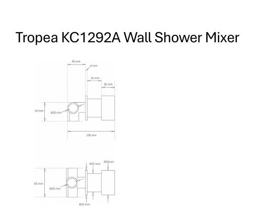 Tropea Wall Shower Mixer - Brushed Brass