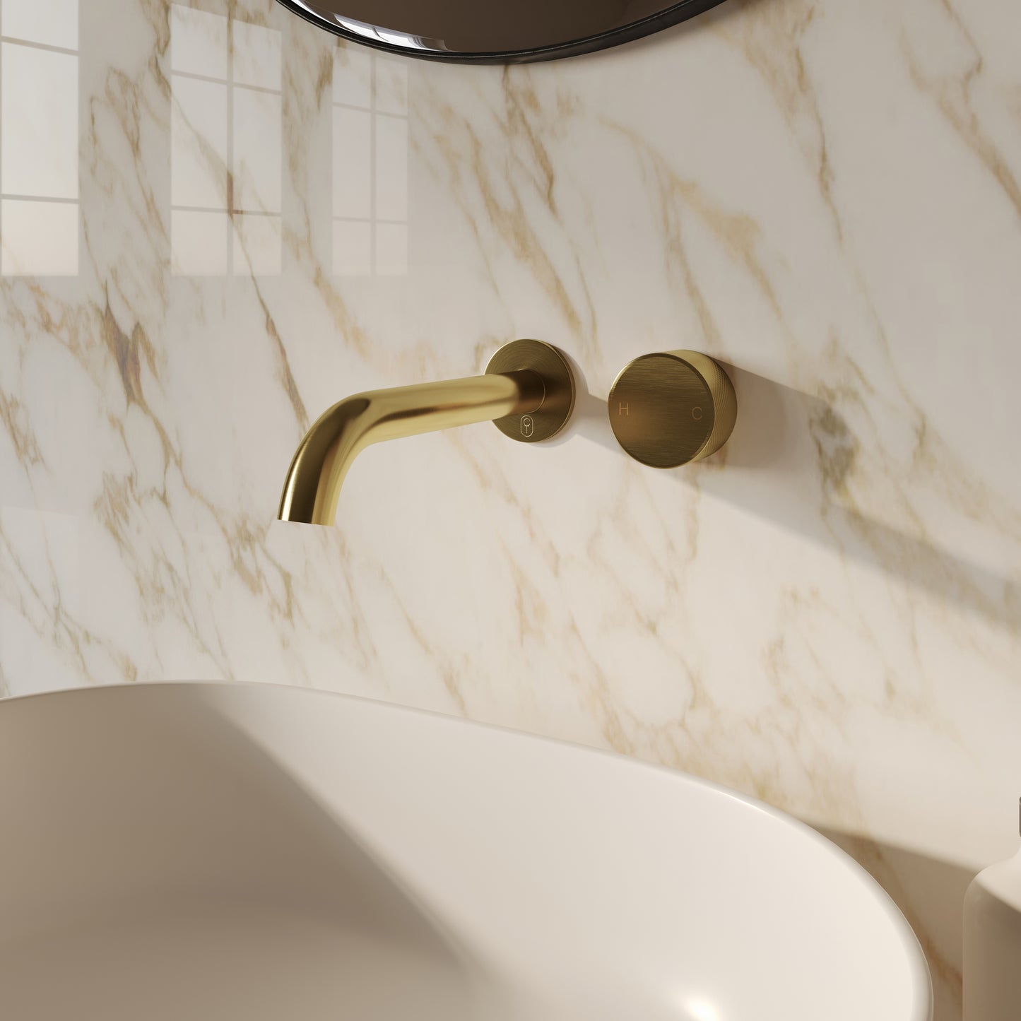 Tropea Wall Spout & Mixer Set - Brushed Brass