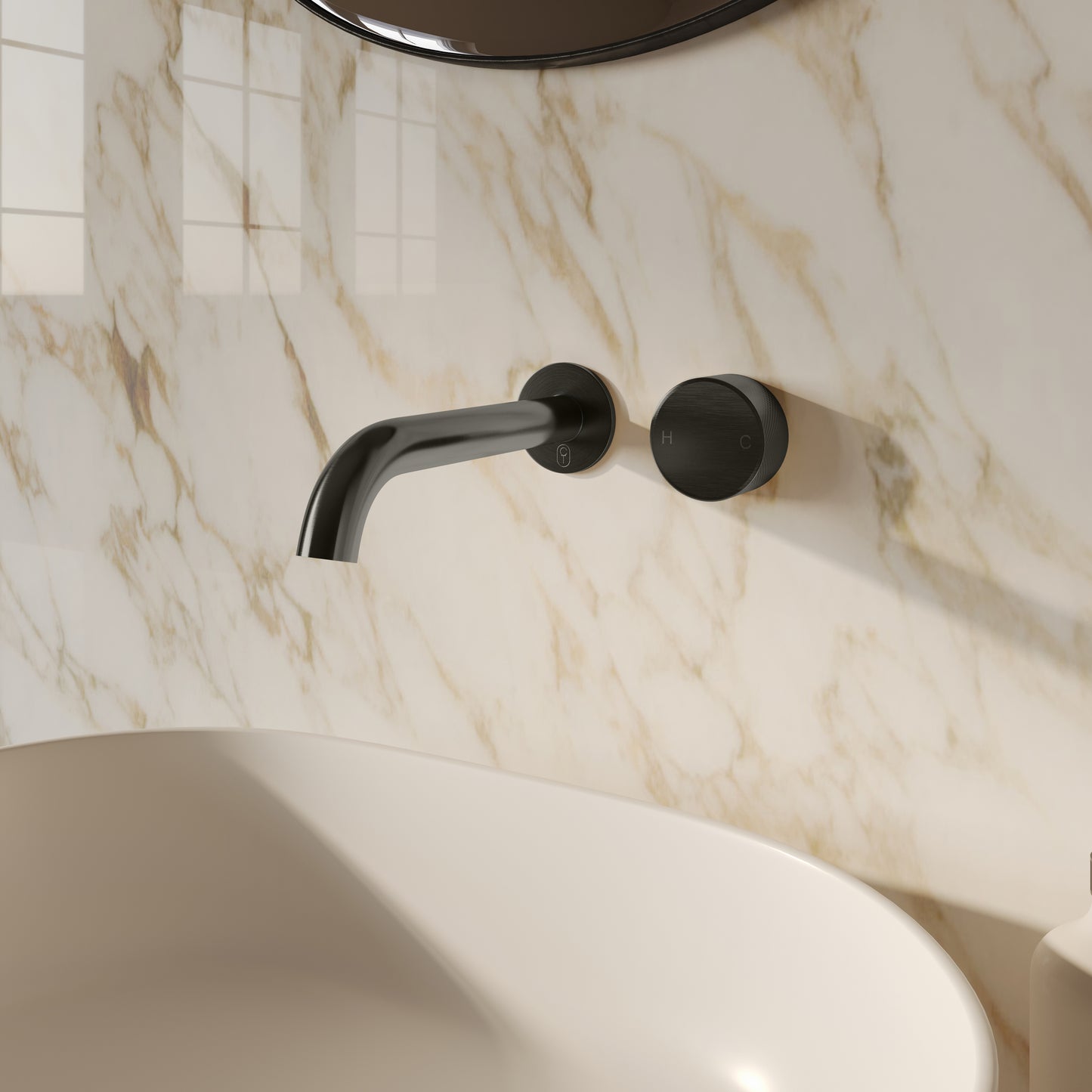 Tropea Wall Spout & Mixer Set - Brushed Gunmetal