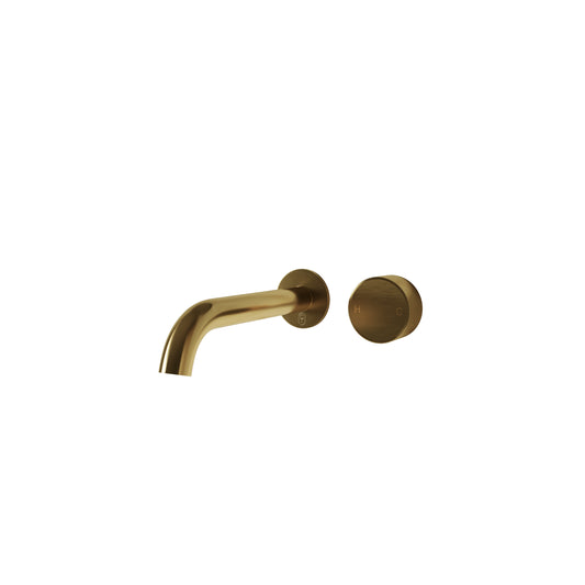 Tropea Wall Spout & Mixer Set - Brushed Brass