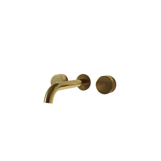 Tropea Wall Spout & Round Taps Set - Brushed Brass
