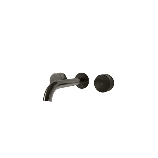 Tropea Wall Spout & Round Taps Set - Matte Black
