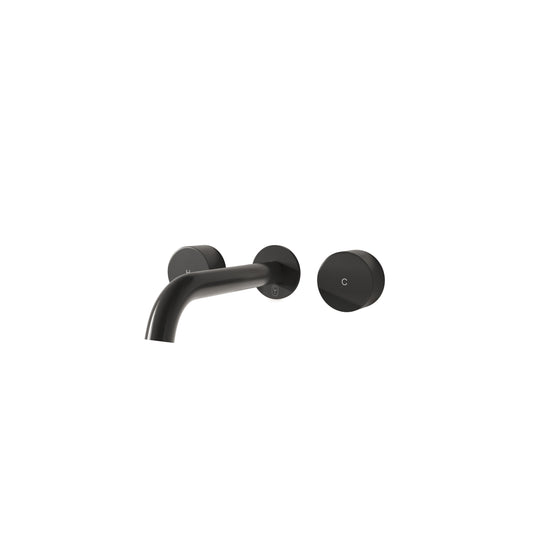 Tropea Wall Spout & Round Taps Set - Brushed Gunmetal