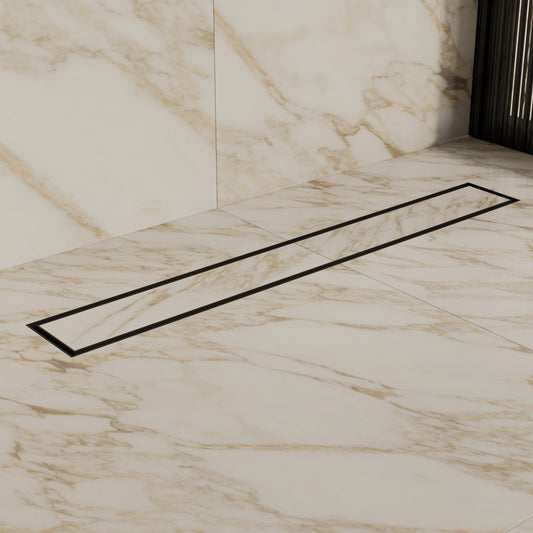 Tropea 600mm Bathroom Stainless Steel Linear Floor Drain - Matte Black