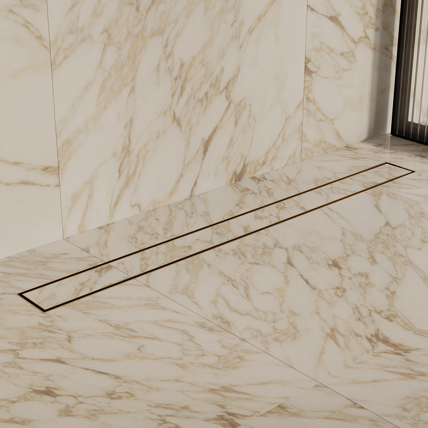 Tropea 600mm Bathroom Stainless Steel Linear Floor Drain - Brushed Brass