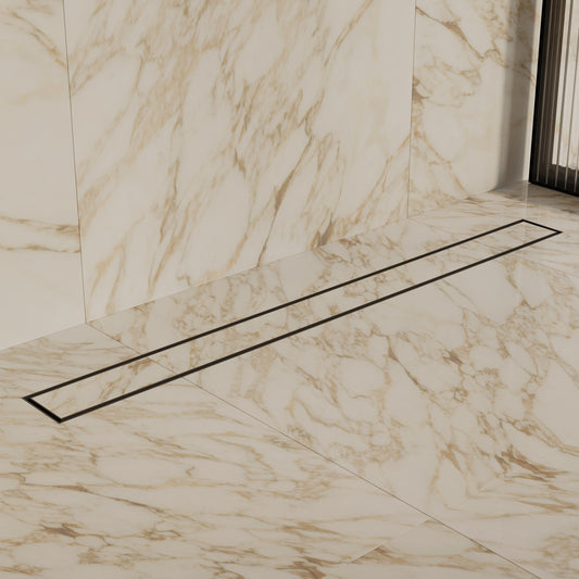 Tropea 900mm Bathroom Stainless Steel Linear Floor Drain - Matte Black