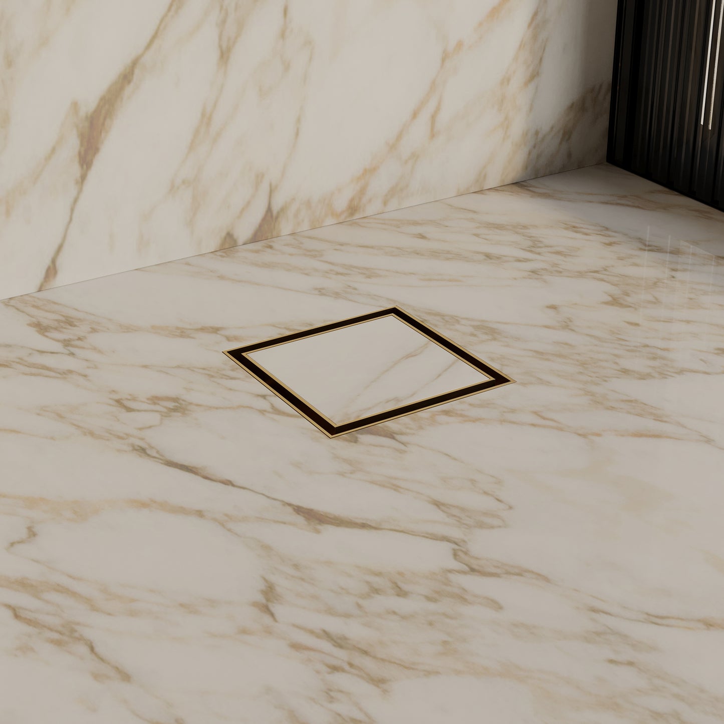 Tropea 100mm Tile Insert Bathroom Shower Floor Drain - Brushed Brass