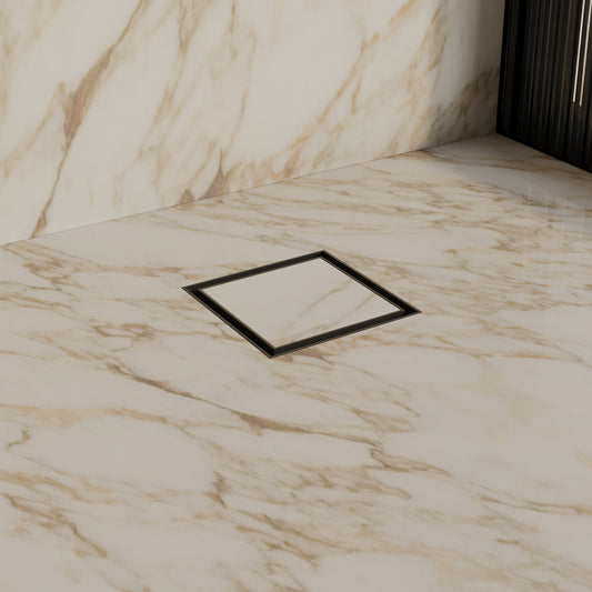 Tropea 100mm Tile Insert Bathroom Shower Floor Drain - Matte Black