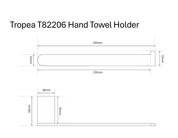 Tropea Hand Towel Holder - Matte Black